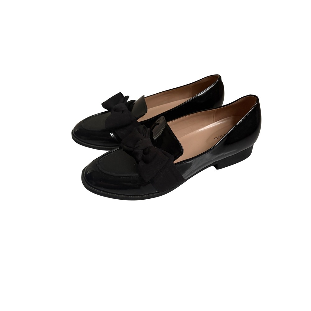 Bandolino Womens Black Patent Bow Loafers Size 8.5M